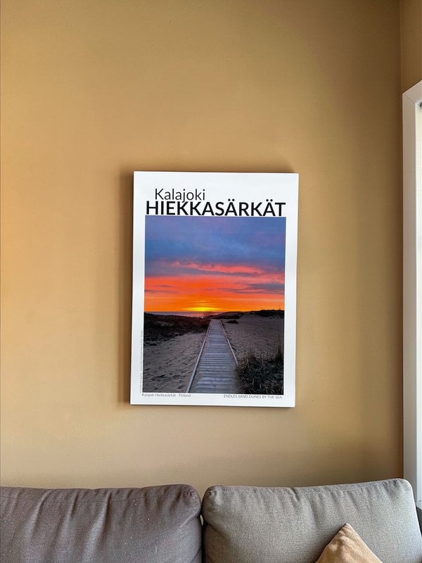 Kalajoki juliste A3 Endles sand dunes, auringonlasku meri ja hiekka