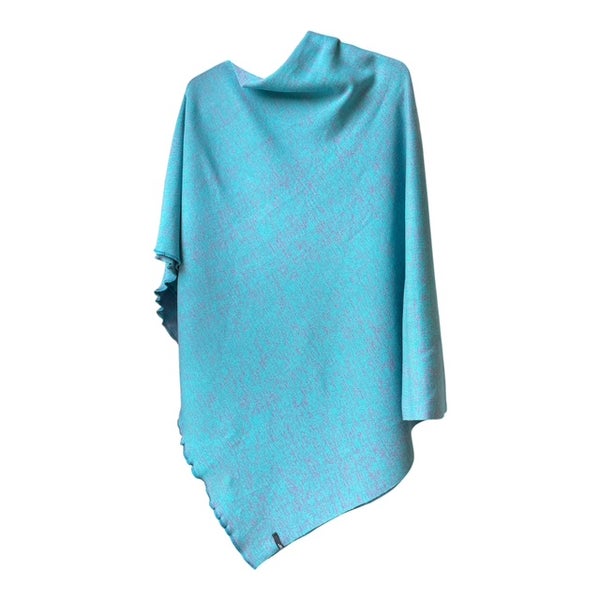 Poncho, luomupuuvillaa, turkoosi