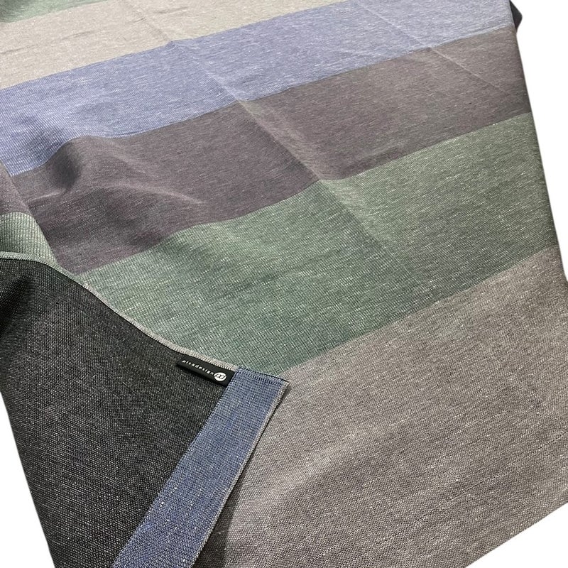 linen tablecloth turquoise, gray, purple and green