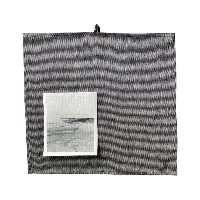 Lahjasetti pellavaliina ja keitti&ouml;liina Kallio ja meri kuvalla